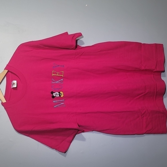 VINTAGE 90's Disney Mickey Mouse Hot Pink T-Shirt - Picture 1 of 10